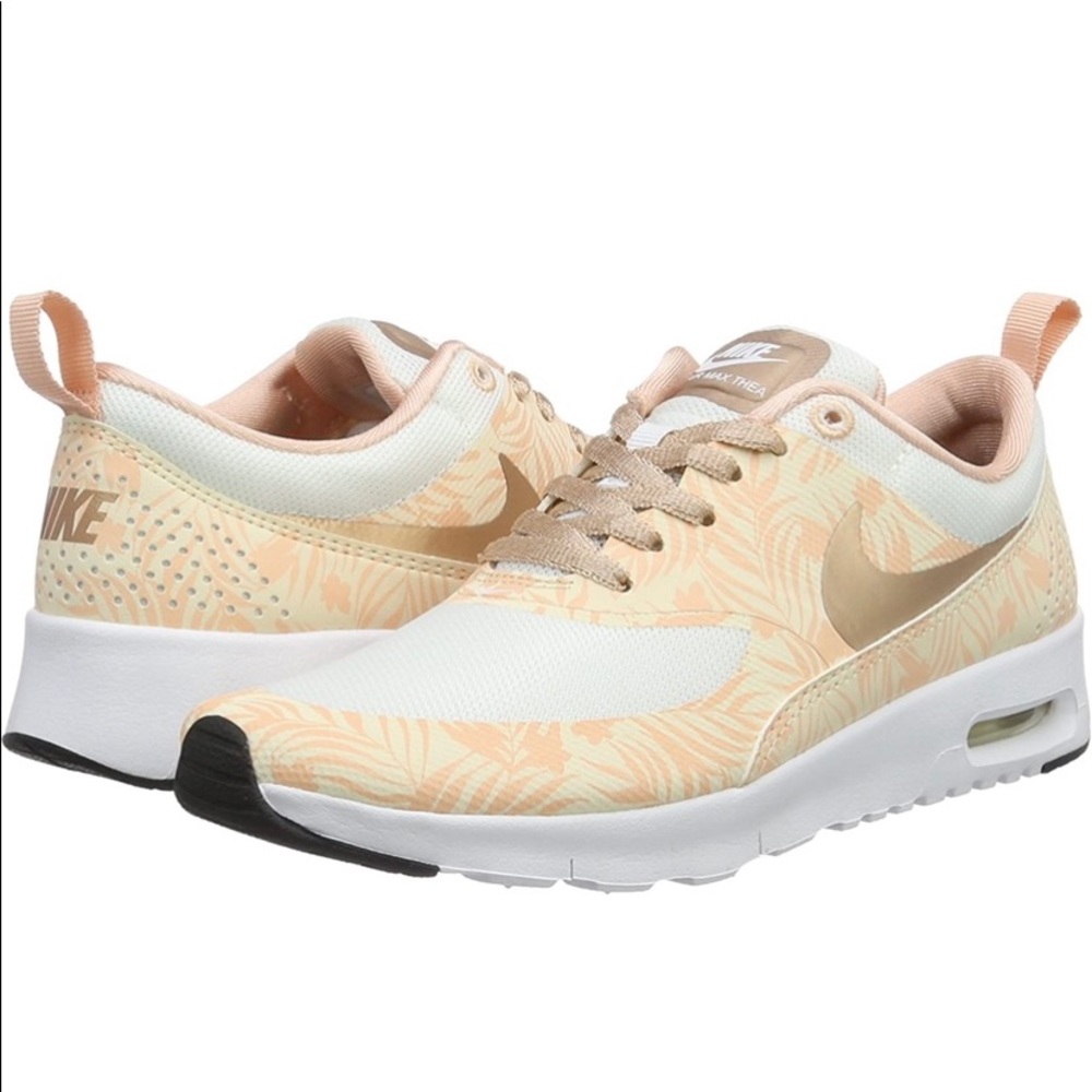 Nike Air Max Thea Womens White Print Trainers Rose Gold Pink Sneakers